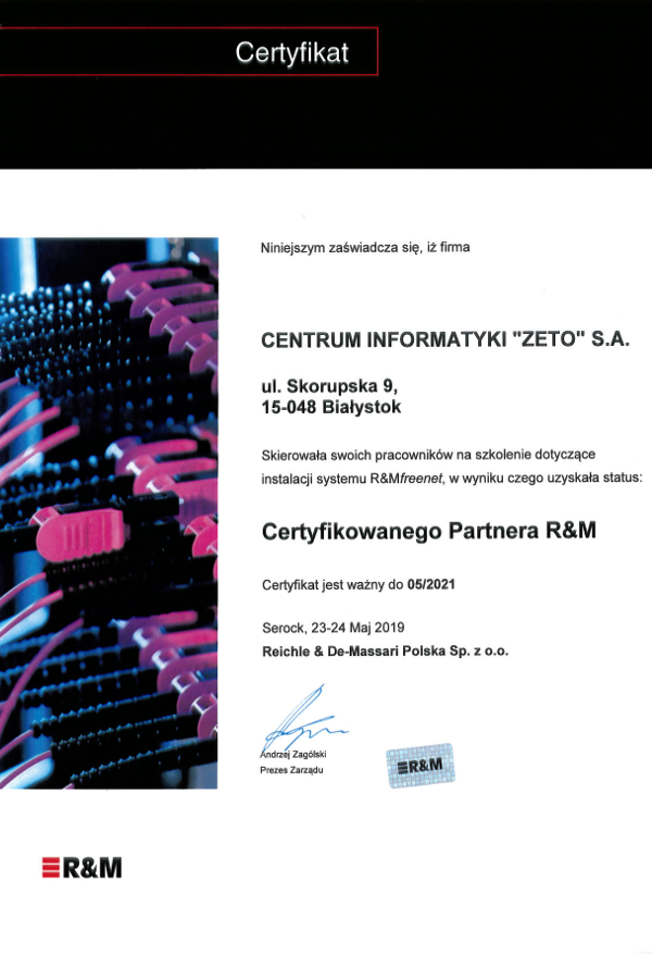 R&M - Certyfikat Partnera